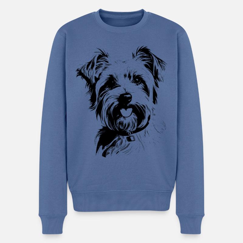 Yorkshire Terrier - Pull Premium bio Homme - bleu pigeon