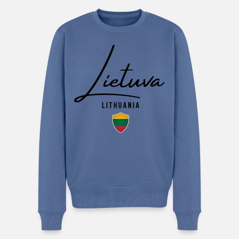 Drapeau lituanien, fierté lituanienne - Pull Premium bio Homme - bleu pigeon