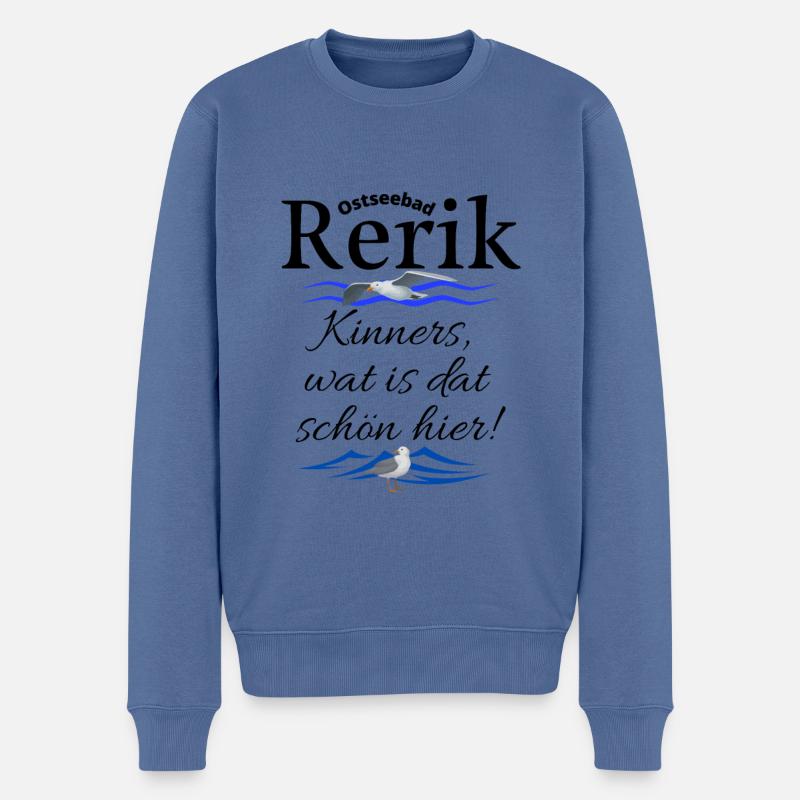 Rerik Ostseebad Spruch Möwe - Männer Premium Bio Pullover - Taubenblau