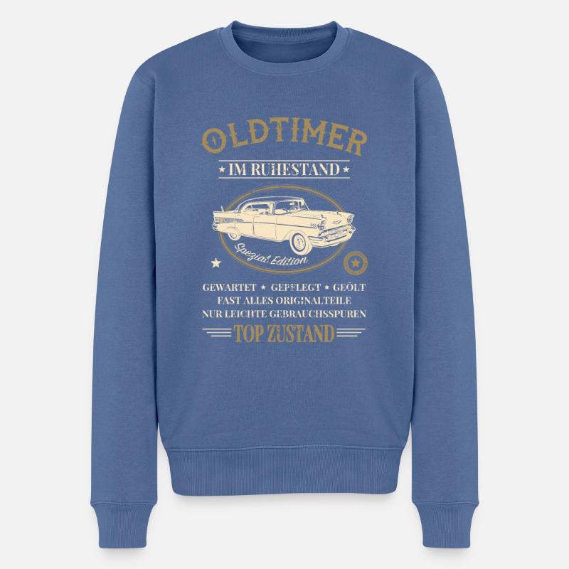Ruhestand Oldtimer Abschiedsgeschenk - Männer Premium Bio Pullover - Taubenblau