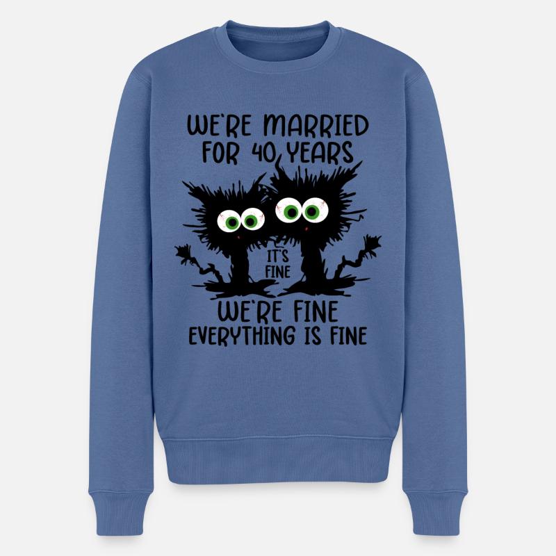 40 Years Married Ruby Wedding Gift - Men's Premium Organic Jumper - stone blue