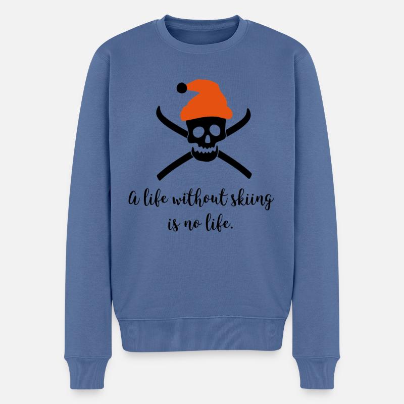 lifewithoutskiing - Männer Premium Bio Pullover - Taubenblau