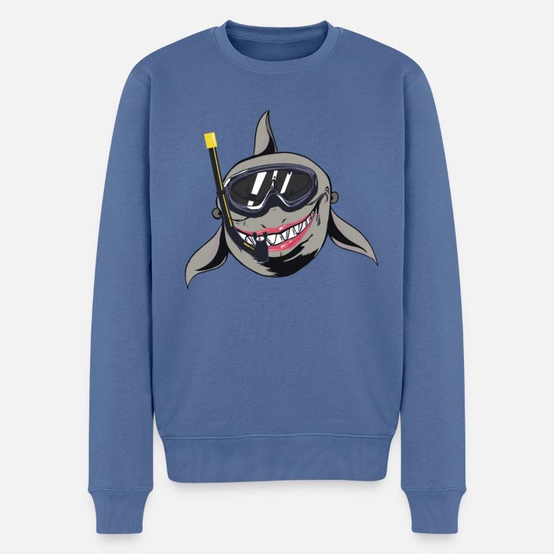Haifisch Hai - Männer Premium Bio Pullover - Taubenblau