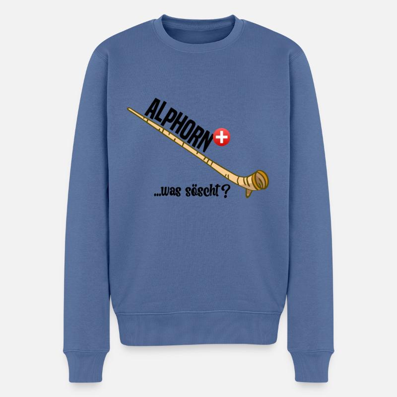 Alphorn Schweiz was söscht - Männer Premium Bio Pullover - Taubenblau