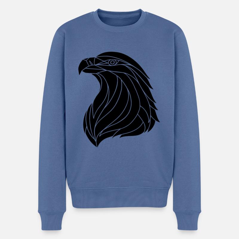 eagle black - Männer Premium Bio Pullover - Taubenblau