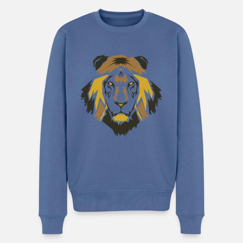 Löwenkopf - Männer Premium Bio Pullover - Taubenblau