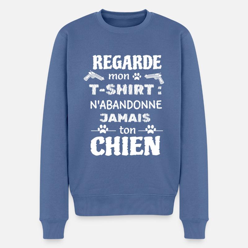 Ne jamais abandonner son chien - Pull Premium bio Homme - bleu pigeon