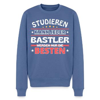 Nur die Besten werden Bastler - Männer Premium Bio Pullover - Taubenblau - Vorne - Nico (187cm)