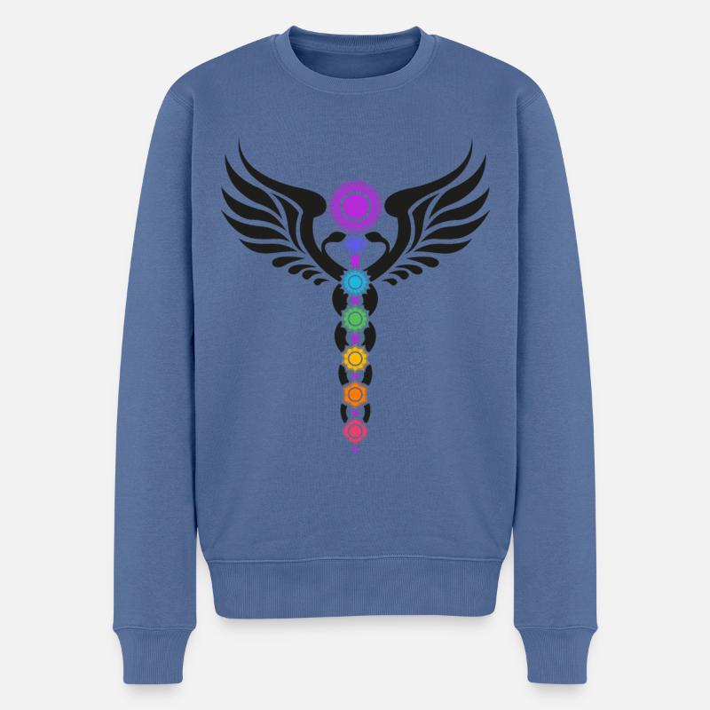 Kundalini Chakra Caduceus Buddhismus Yoga Symbol - Männer Premium Bio Pullover - Taubenblau