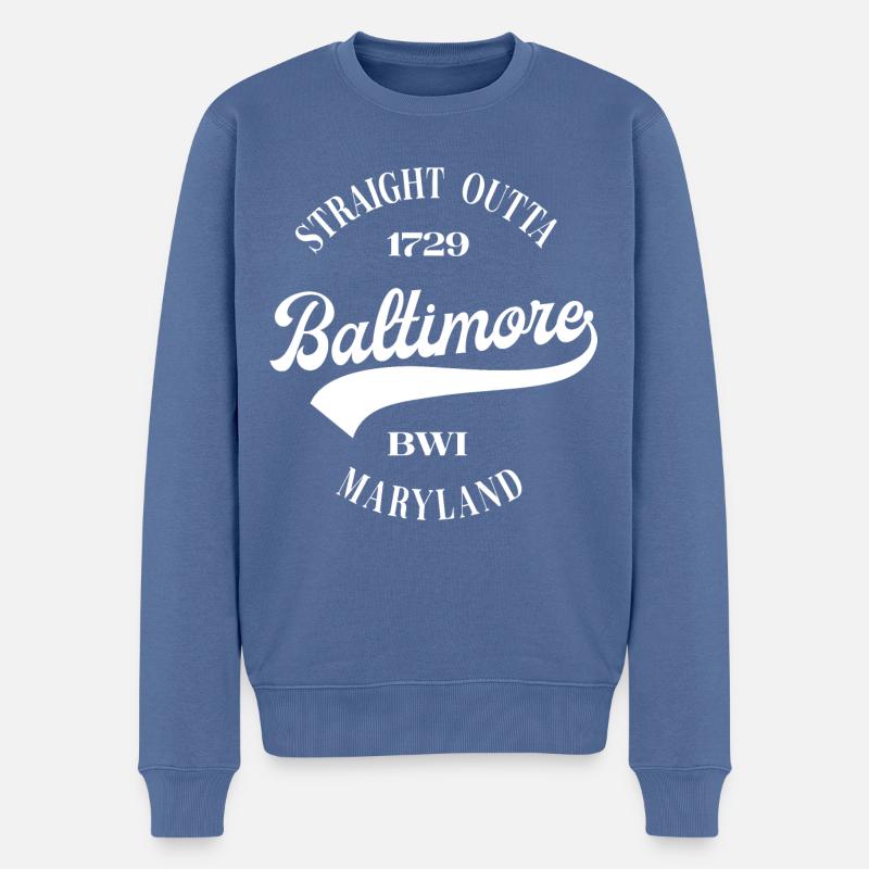 Baltimore - Männer Premium Bio Pullover - Taubenblau