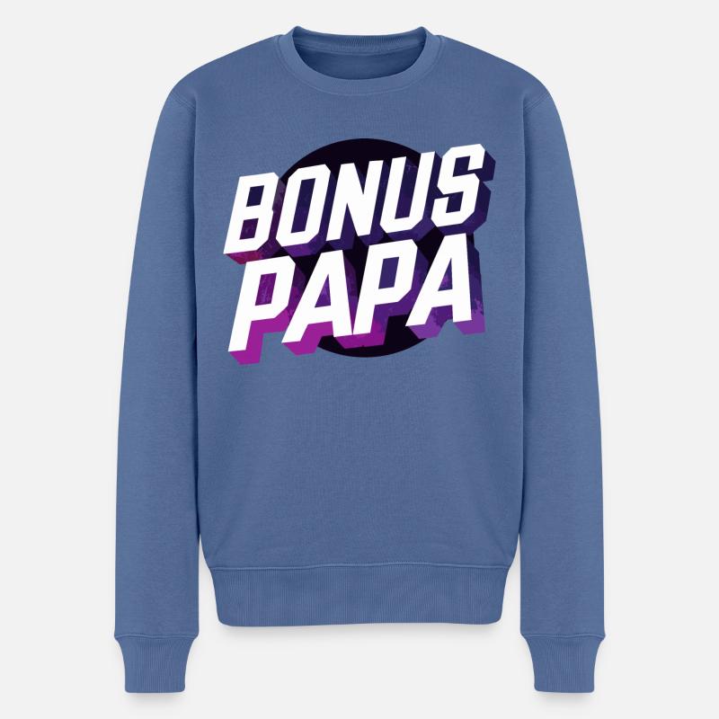 Bonus Papa - Männer Premium Bio Pullover - Taubenblau