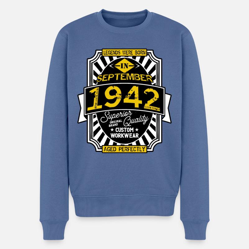 1942 SEPTEMBER - Männer Premium Bio Pullover - Taubenblau