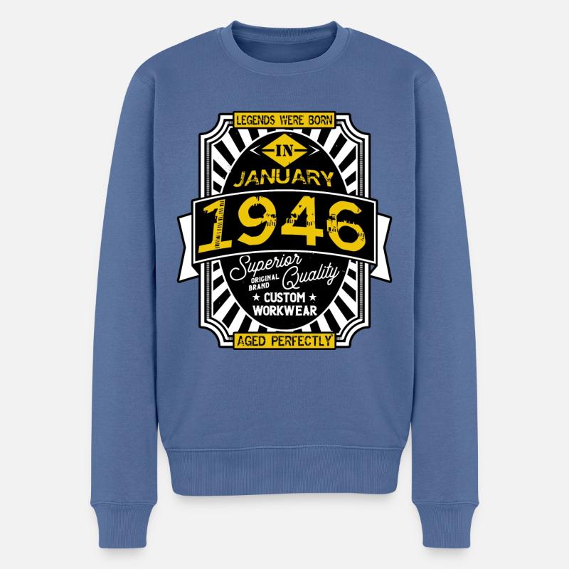 1946 JANUAR - Männer Premium Bio Pullover - Taubenblau