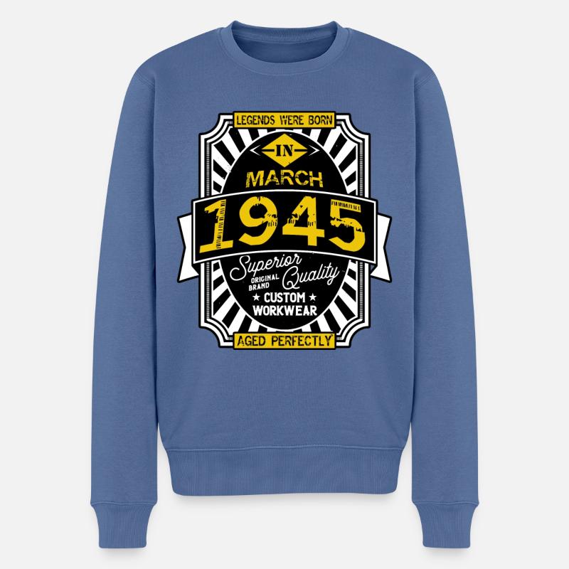 1945 MARCH - Pull Premium bio Homme - bleu pigeon