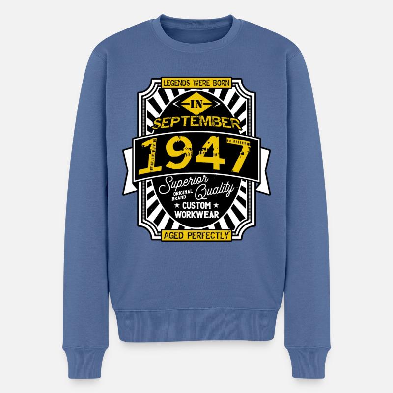 1947 SEPTEMBER - Männer Premium Bio Pullover - Taubenblau