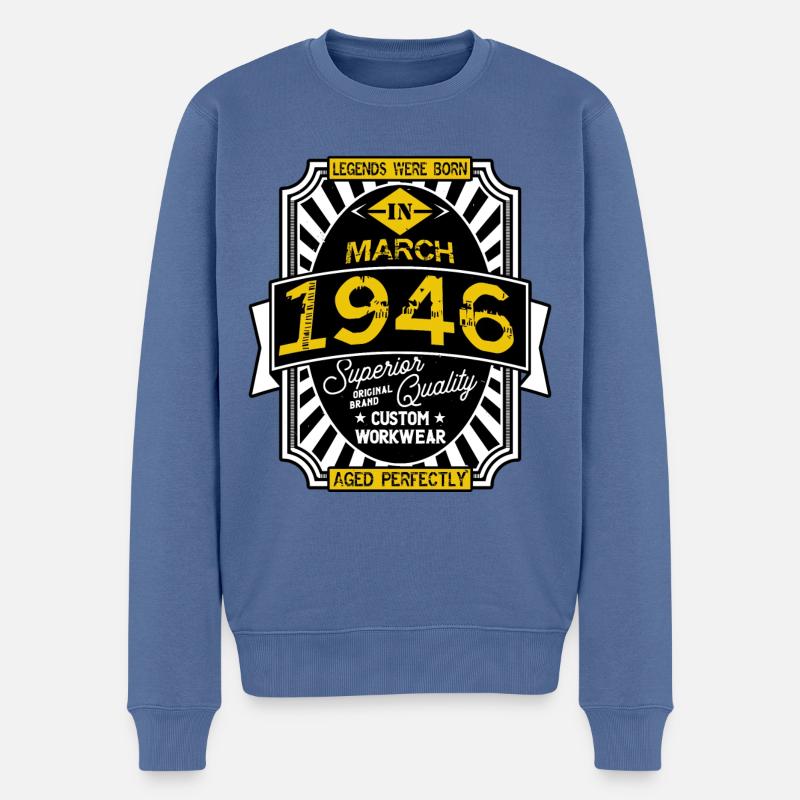 1946 MARCH - Pull Premium bio Homme - bleu pigeon