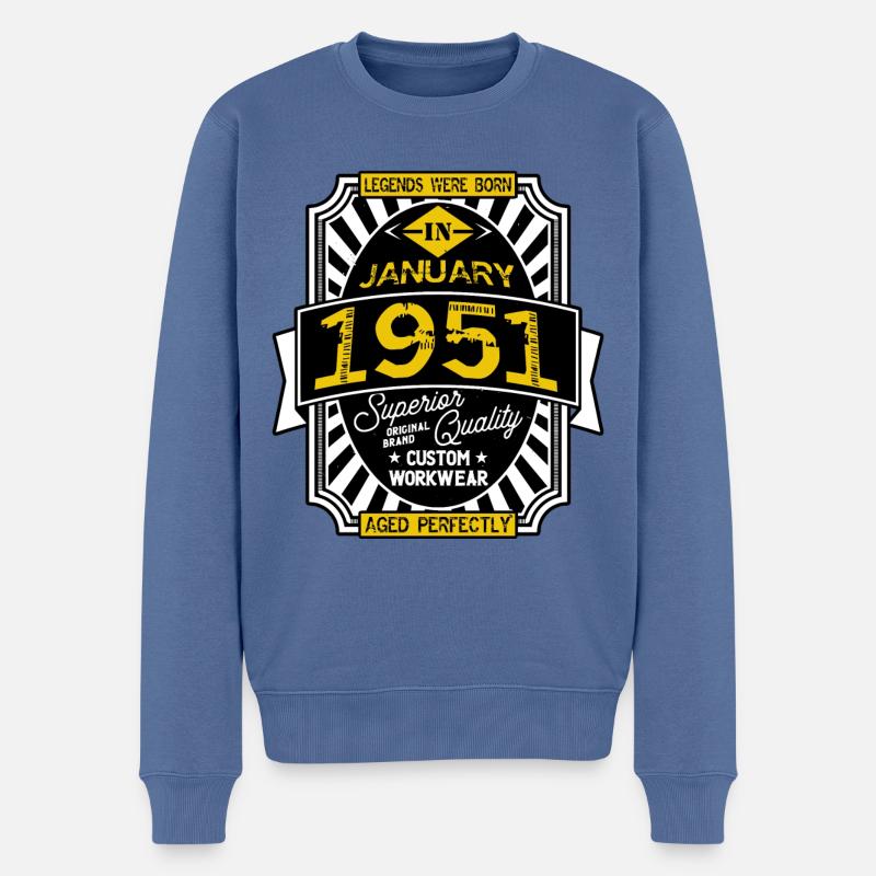 JANUAR 1951 - Männer Premium Bio Pullover - Taubenblau