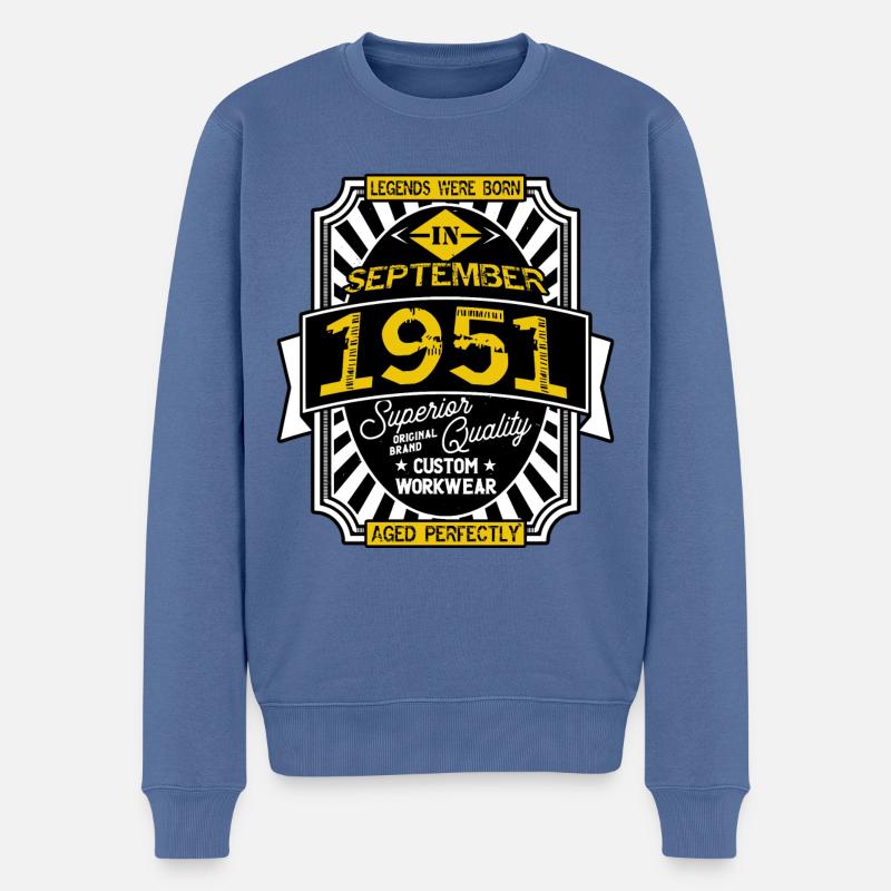 1951 SEPTEMBER - Pull Premium bio Homme - bleu pigeon