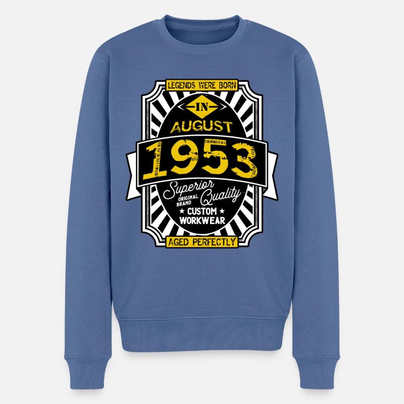 1953 AUGUST - Männer Premium Bio Pullover - Taubenblau