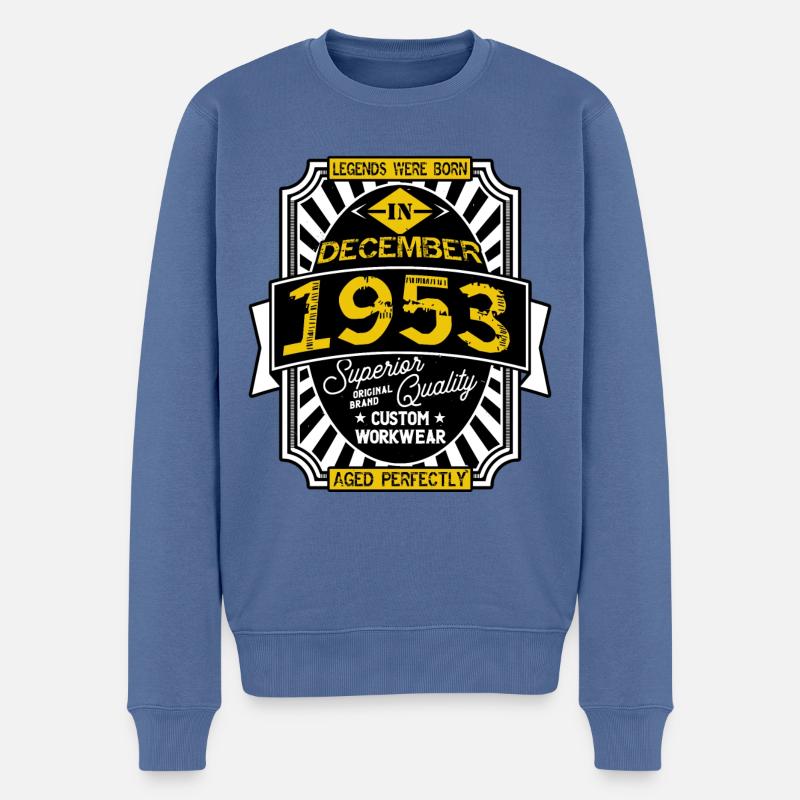 1953 DEZEMBER - Männer Premium Bio Pullover - Taubenblau