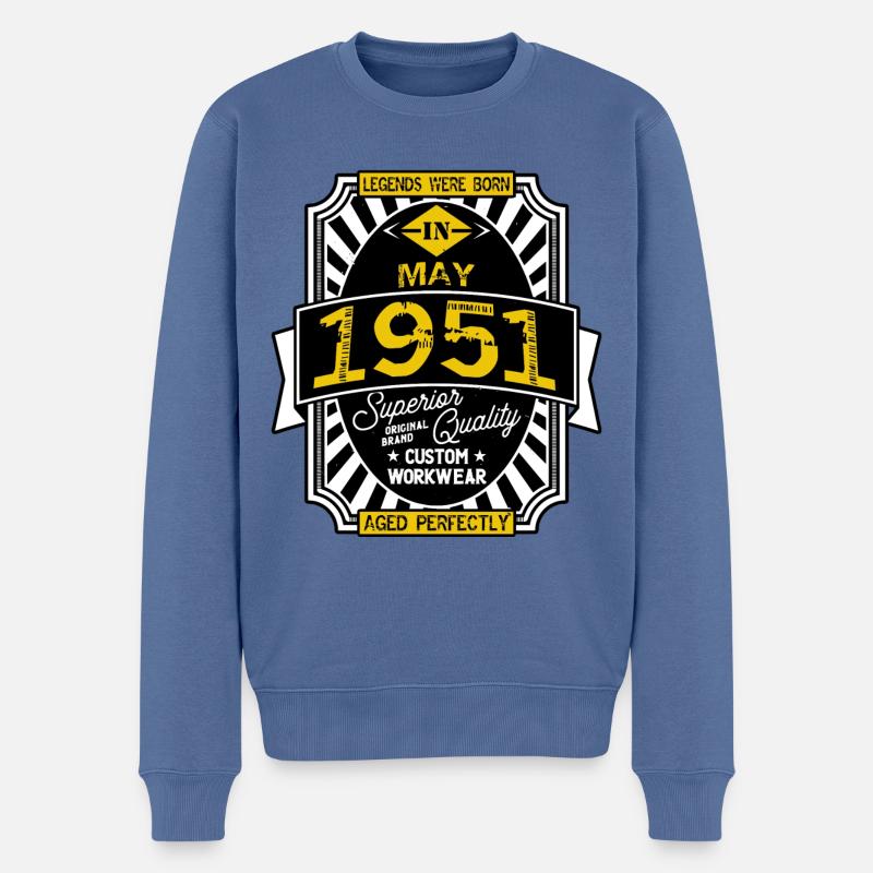 1951 MAI - Männer Premium Bio Pullover - Taubenblau