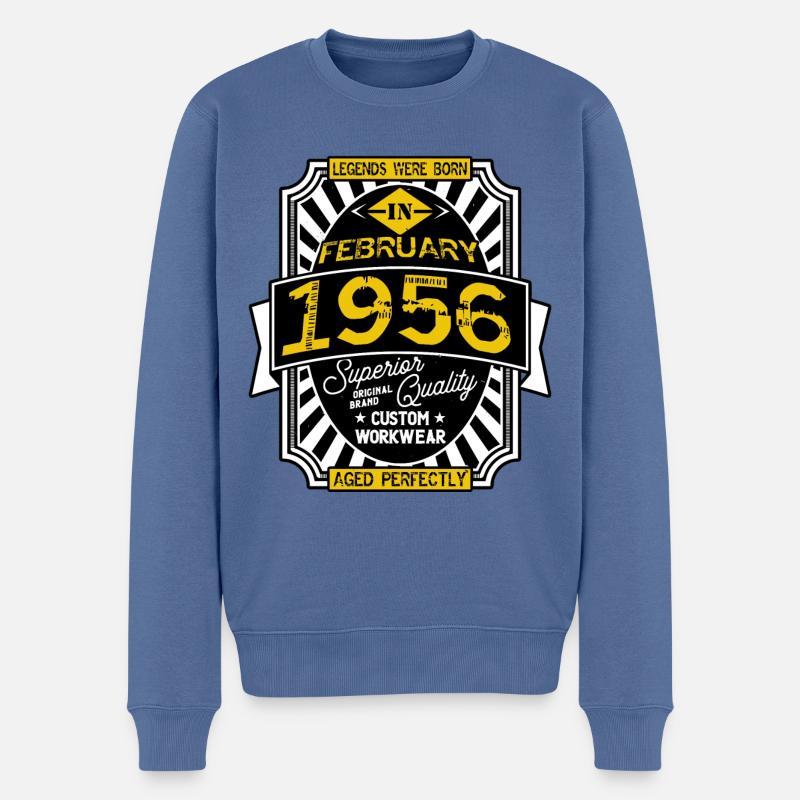 1956 FEBRUAR - Männer Premium Bio Pullover - Taubenblau
