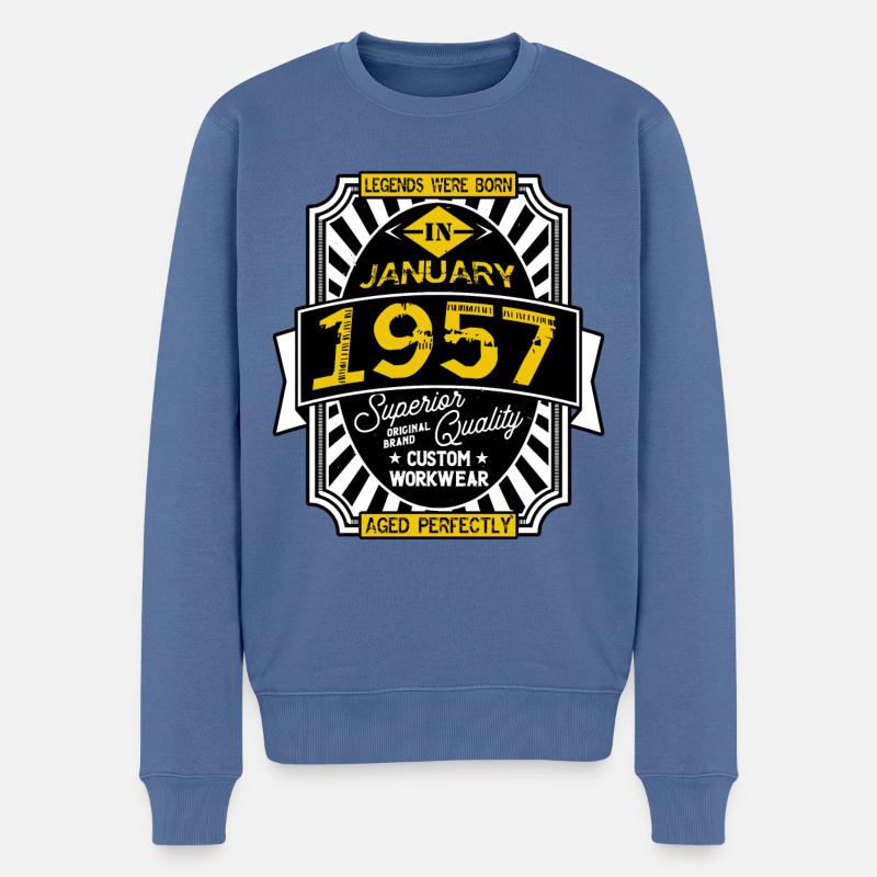 1957 JANUARY - Pull Premium bio Homme - bleu pigeon