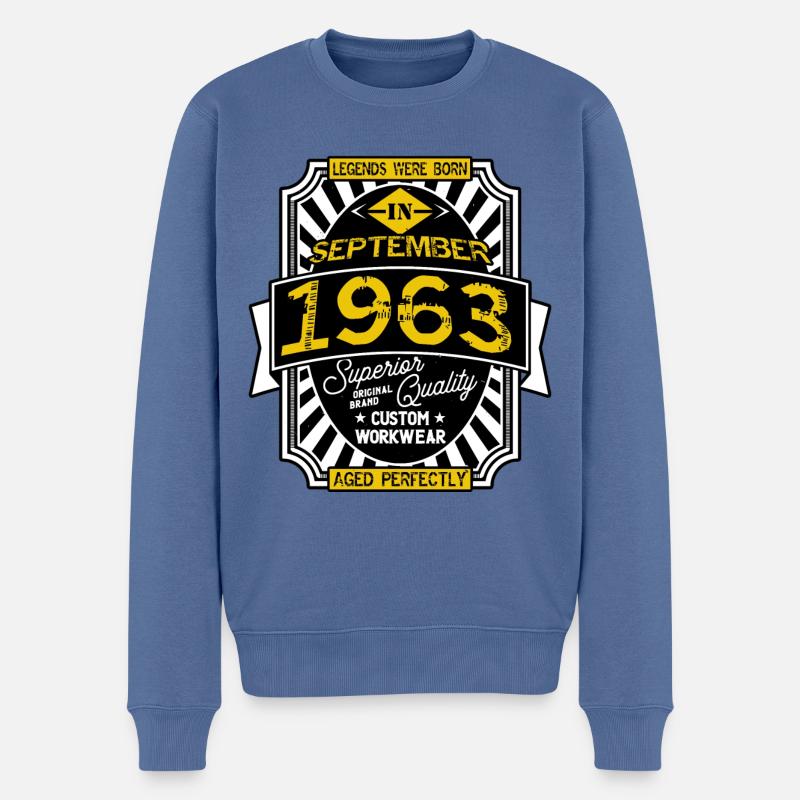 1963 SEPTEMBER - Pull Premium bio Homme - bleu pigeon
