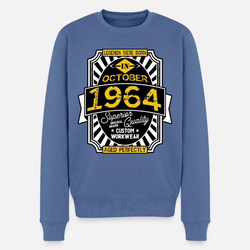 1964 OKTOBER - Männer Premium Bio Pullover - Taubenblau