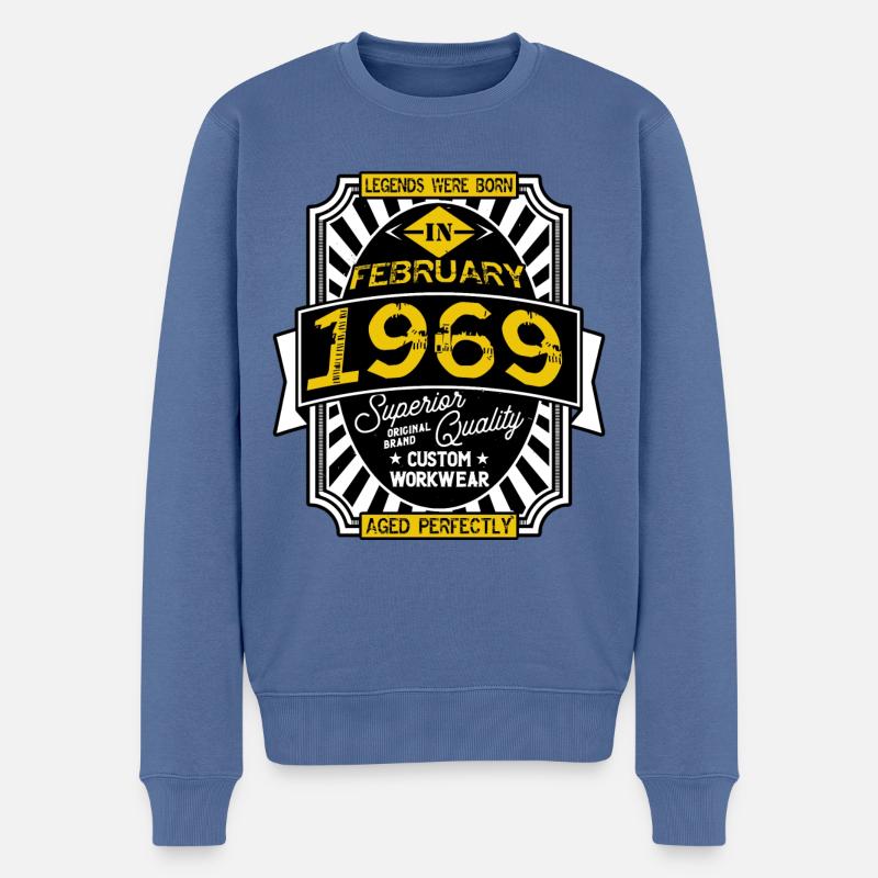 1969 FEBRUAR - Männer Premium Bio Pullover - Taubenblau