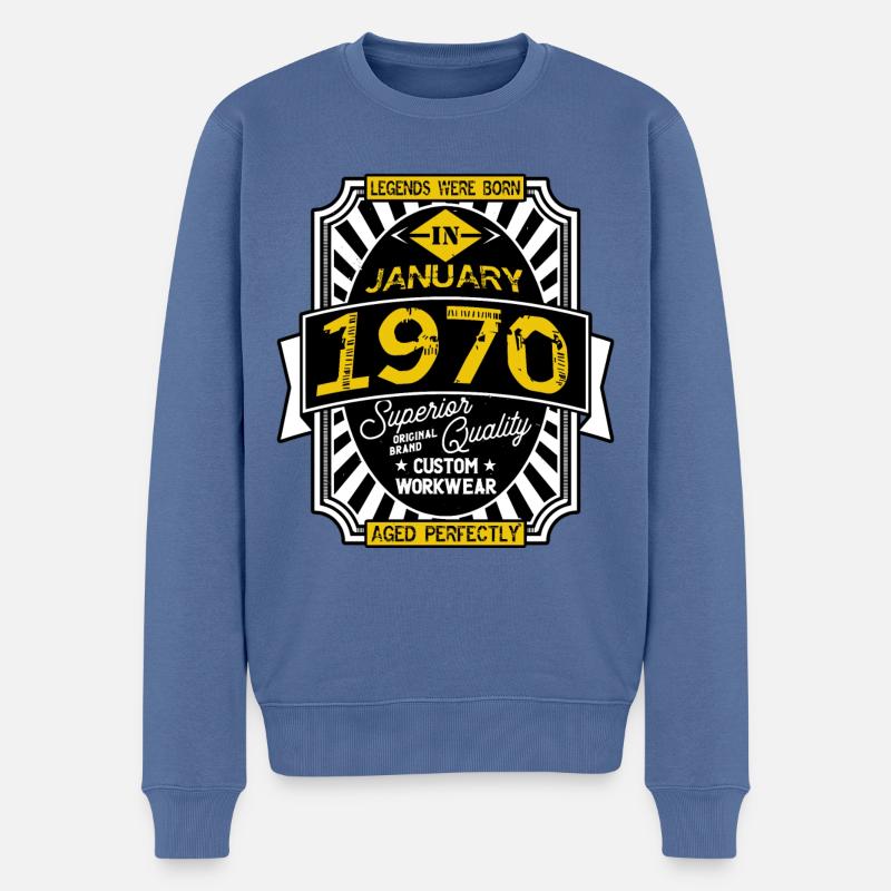 JANUAR 1970 - Männer Premium Bio Pullover - Taubenblau