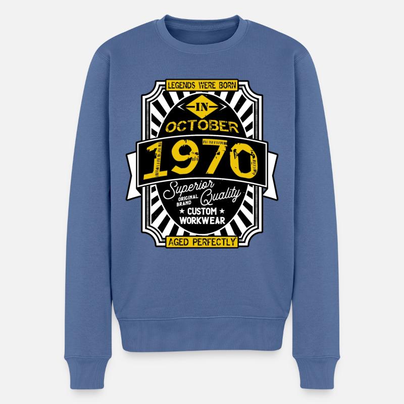 1970 OCTOBER - Pull Premium bio Homme - bleu pigeon