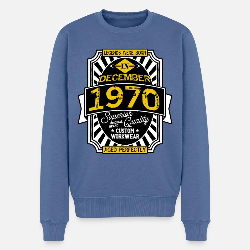 1970 DECEMBER - Pull Premium bio Homme - bleu pigeon