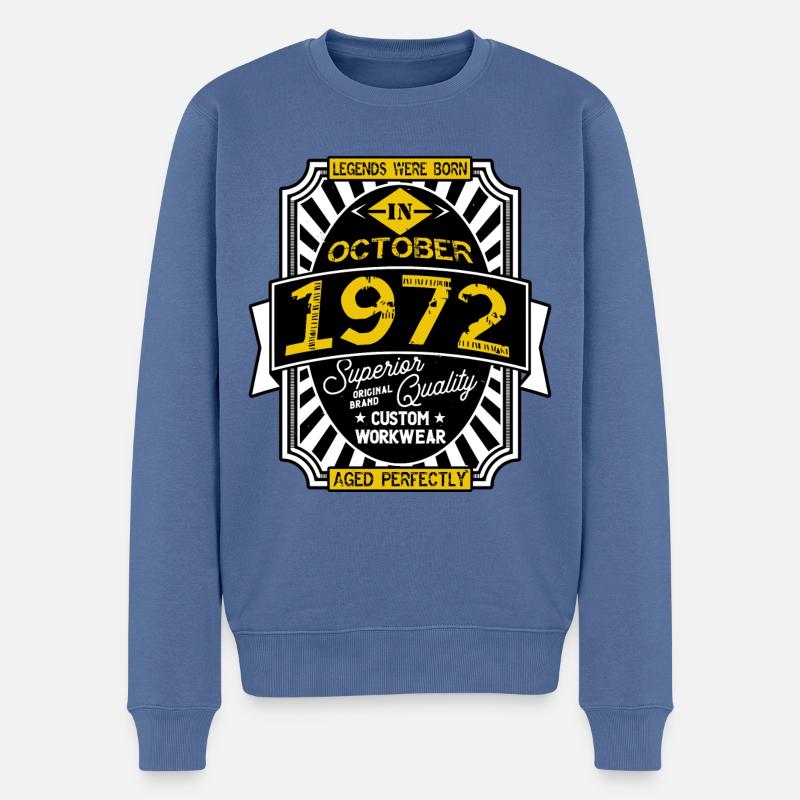 1972 OCTOBER - Pull Premium bio Homme - bleu pigeon