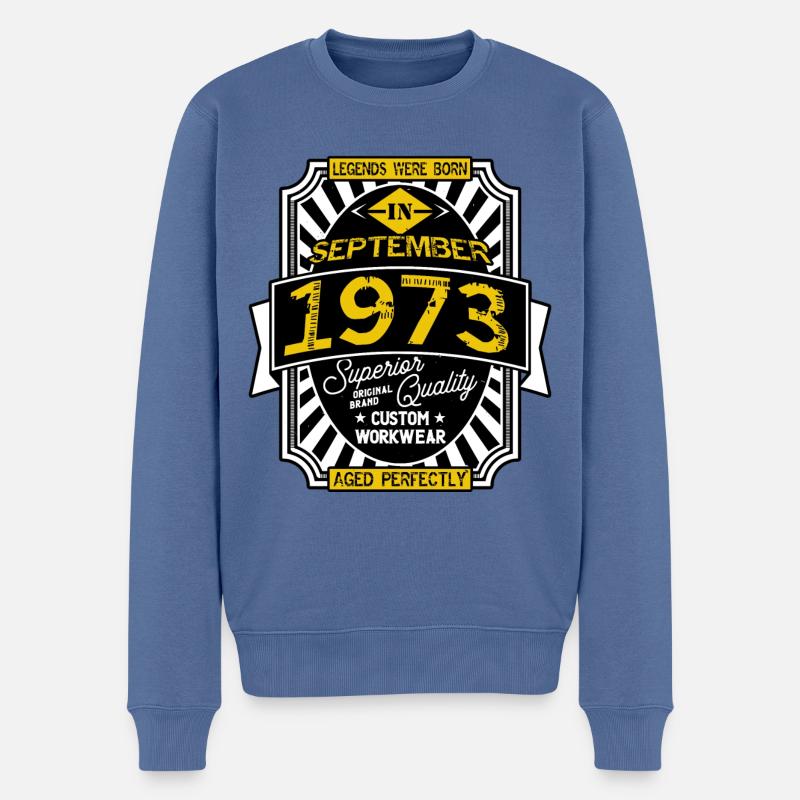 1973 SEPTEMBER - Pull Premium bio Homme - bleu pigeon