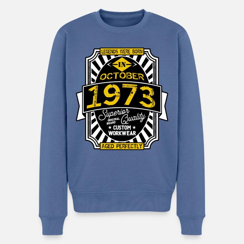 1973 OCTOBER - Pull Premium bio Homme - bleu pigeon