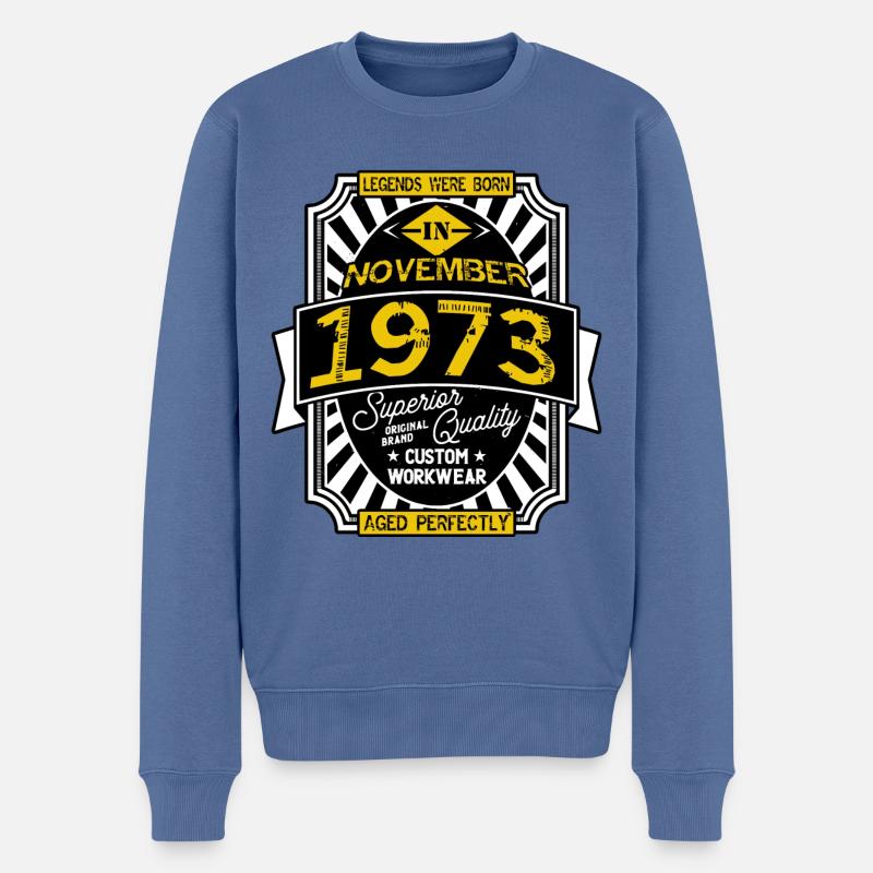 1973 NOVEMBER - Pull Premium bio Homme - bleu pigeon