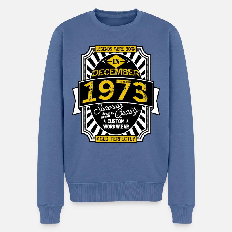 1973 DEZEMBER - Männer Premium Bio Pullover - Taubenblau