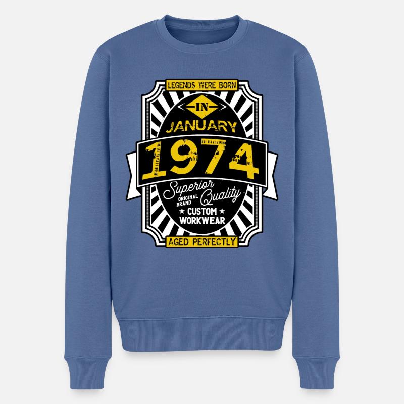 JANUAR 1974 - Männer Premium Bio Pullover - Taubenblau