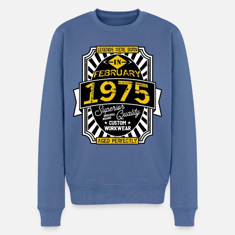 1975 FEBRUAR - Männer Premium Bio Pullover - Taubenblau