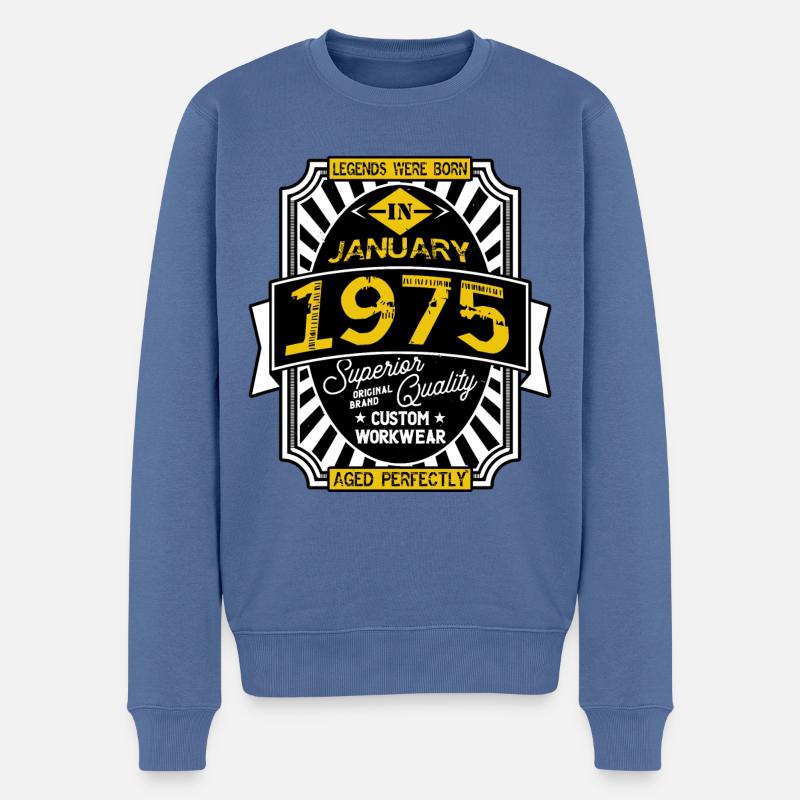 1975 JANUARY - Pull Premium bio Homme - bleu pigeon