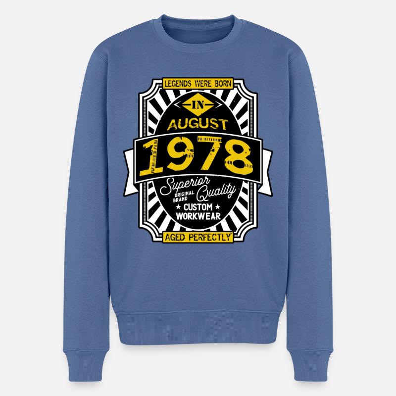 1978 AUGUST - Pull Premium bio Homme - bleu pigeon