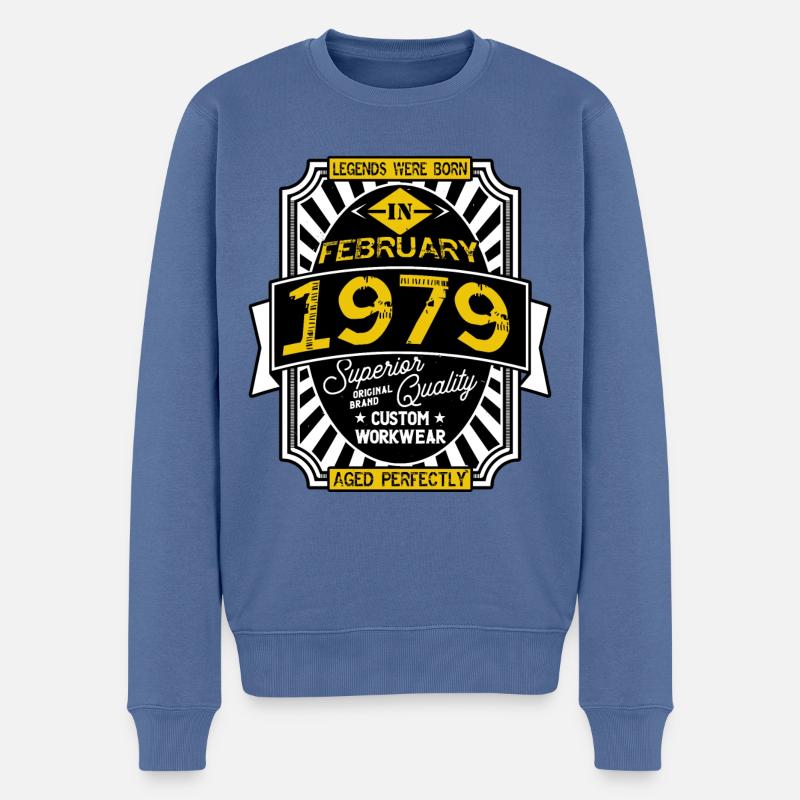 1979 FEBRUAR - Männer Premium Bio Pullover - Taubenblau