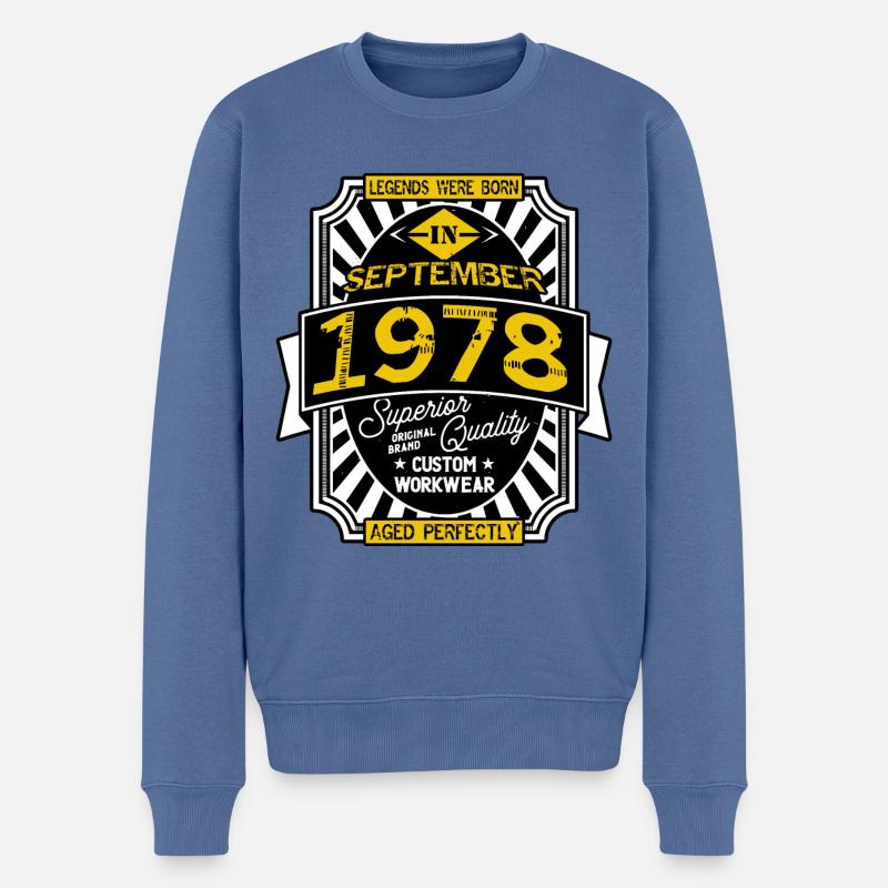 1978 SEPTEMBER - Pull Premium bio Homme - bleu pigeon