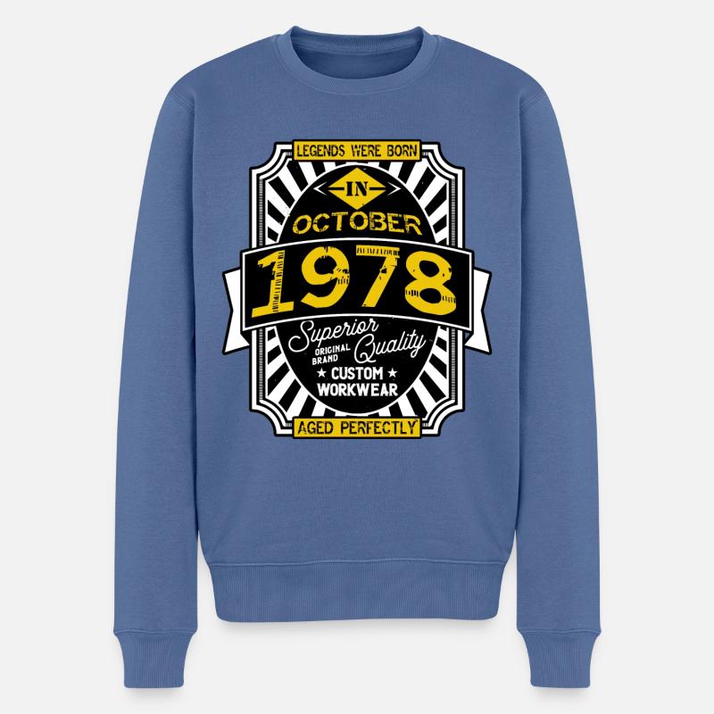 1978 OCTOBER - Pull Premium bio Homme - bleu pigeon