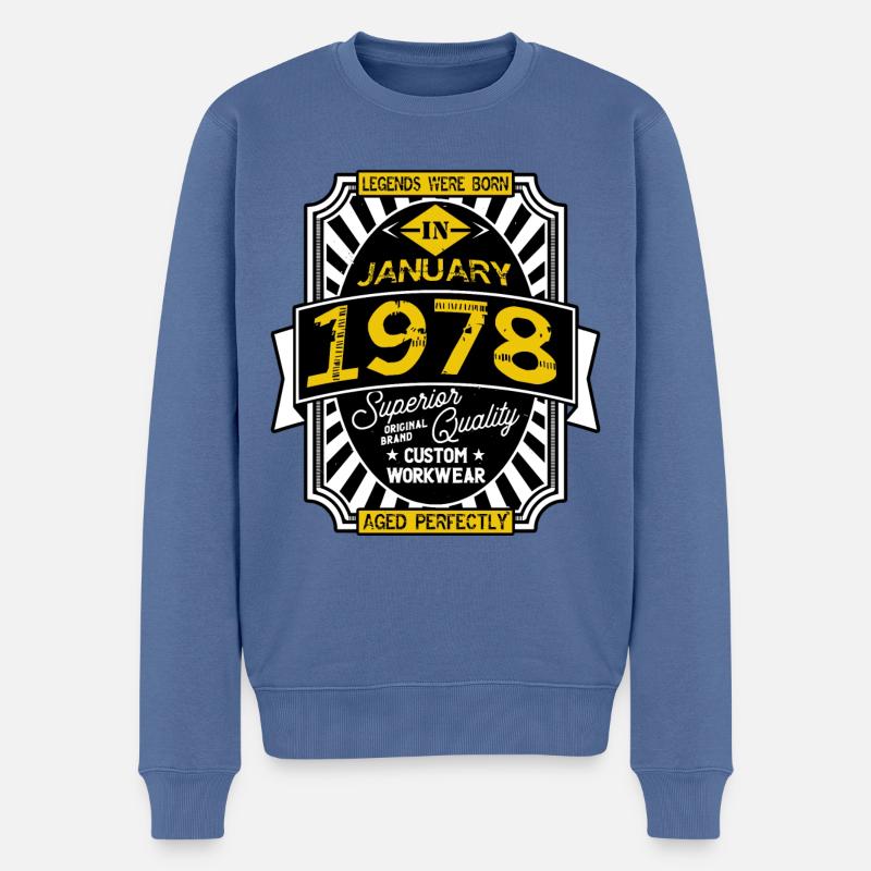 1978 FEBRUAR - Männer Premium Bio Pullover - Taubenblau
