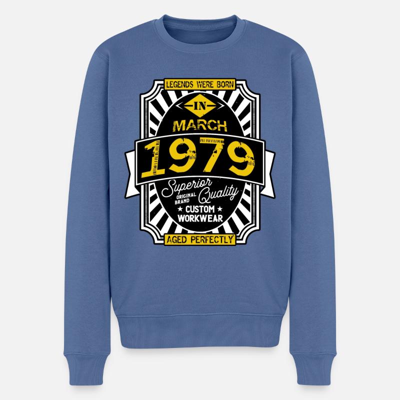 1979 MÄRZ - Männer Premium Bio Pullover - Taubenblau