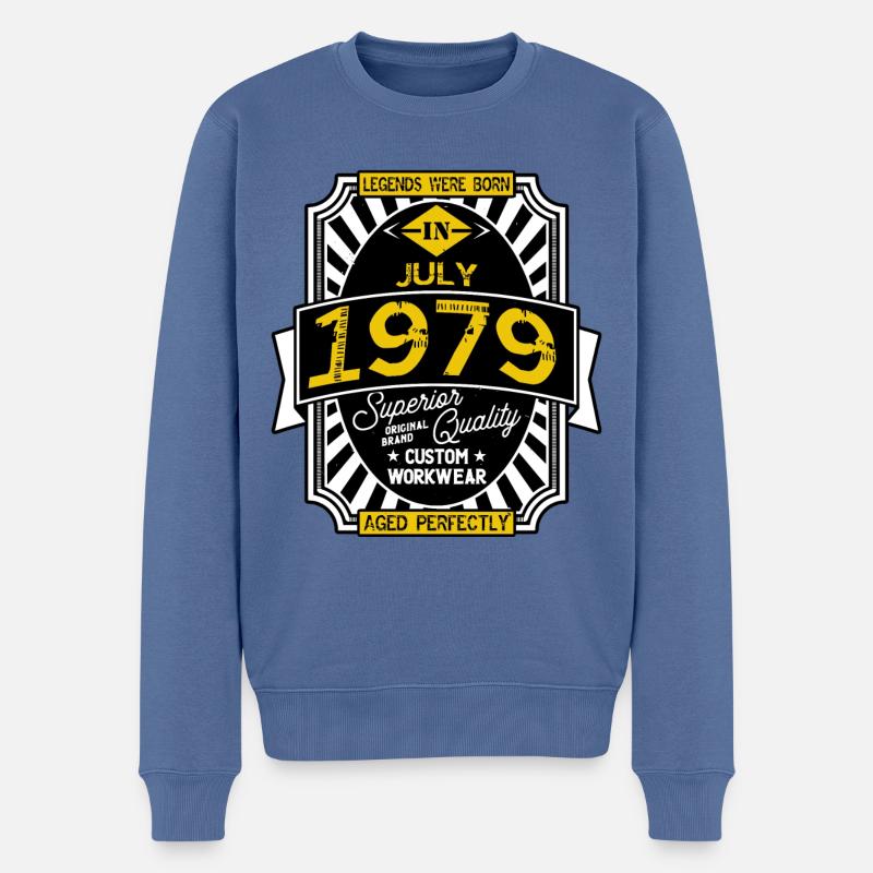 1979 JULY - Pull Premium bio Homme - bleu pigeon