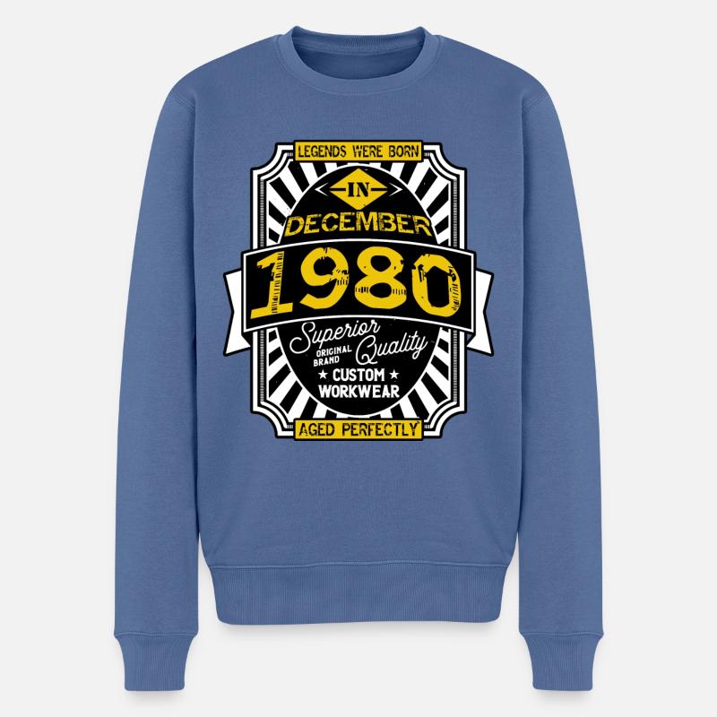 1980 DECEMBER - Pull Premium bio Homme - bleu pigeon