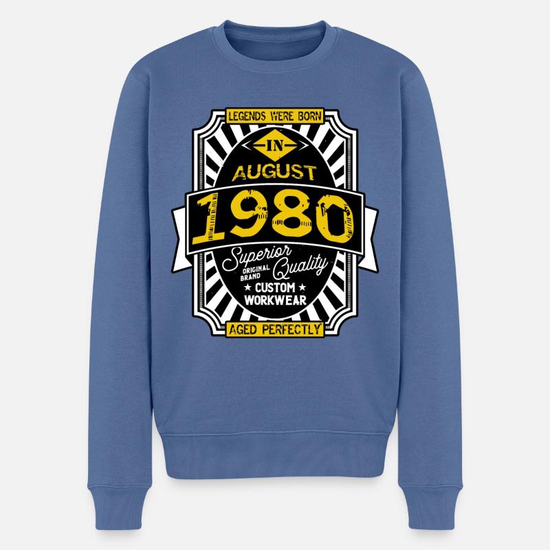 1980 AUGUST - Pull Premium bio Homme - bleu pigeon